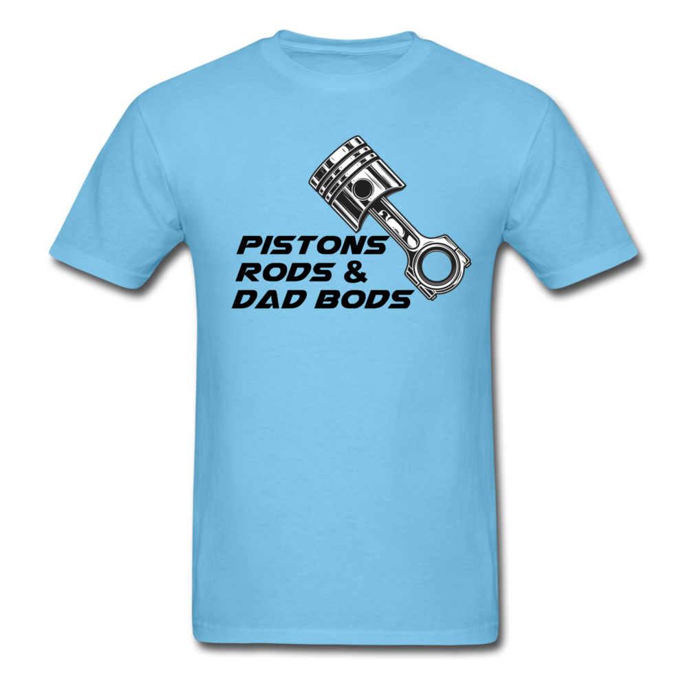 Custom Automotive Pistons, Rods, Dad Bods Graphic Tee - aquatic blue