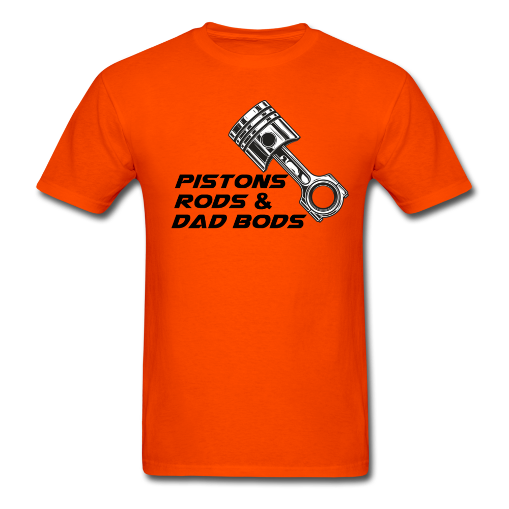 Custom Automotive Pistons, Rods, Dad Bods Graphic Tee - orange