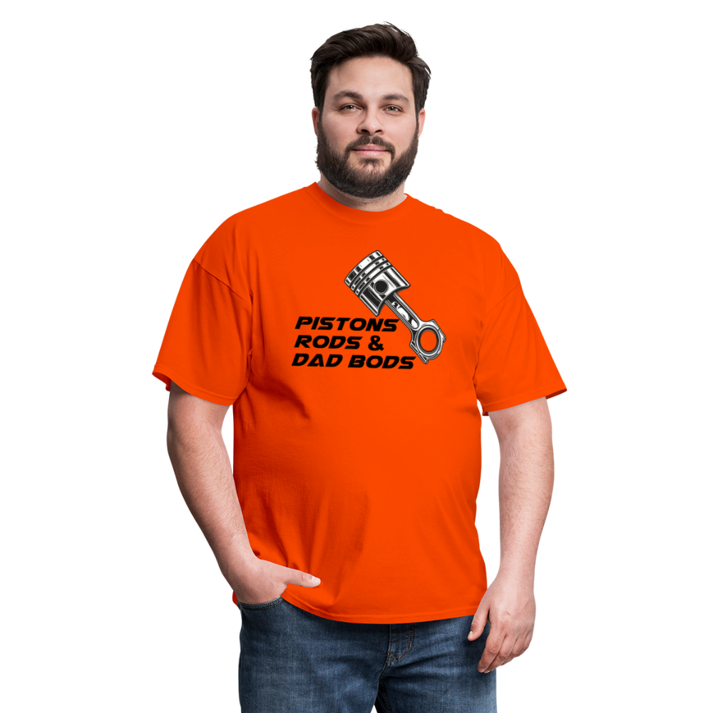 Custom Automotive Pistons, Rods, Dad Bods Graphic Tee - orange