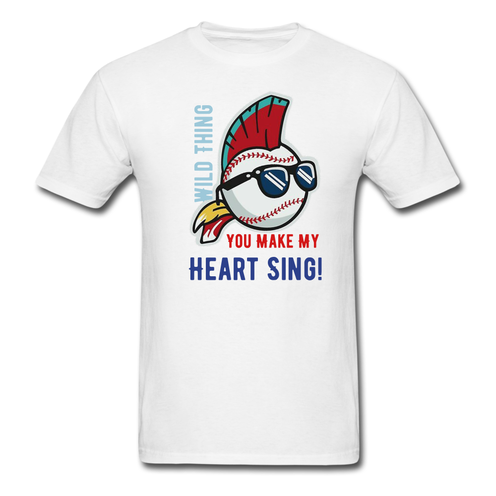 Classic Major League Mens Graphic Tee: Wild Thing, Jobu, Indians, Cleveland - white