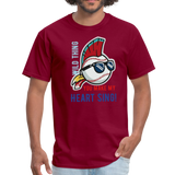 Classic Major League Mens Graphic Tee: Wild Thing, Jobu, Indians, Cleveland - burgundy