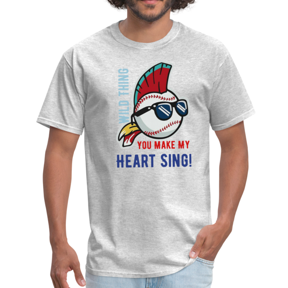 Classic Major League Mens Graphic Tee: Wild Thing, Jobu, Indians, Cleveland - heather gray