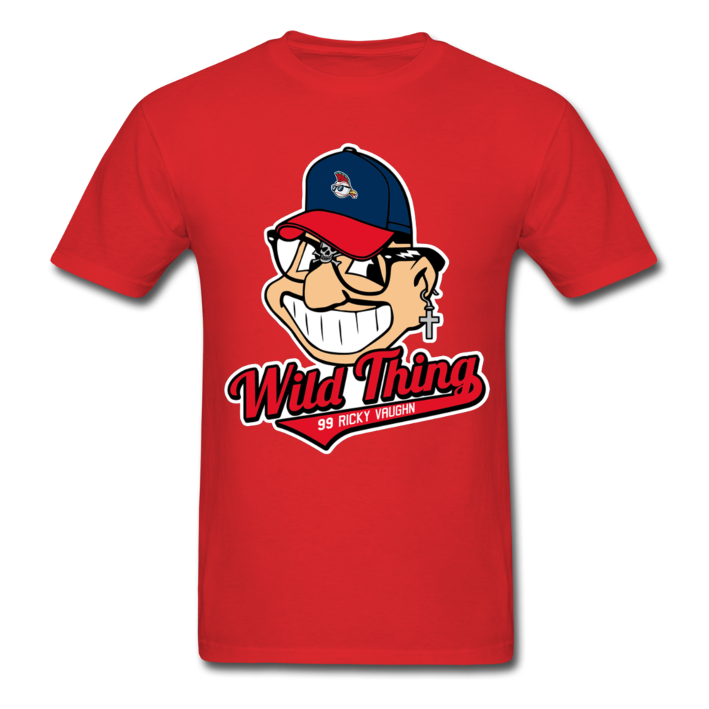 Classic Major League Graphic Tee: Wild Thing, Jobu, Indians, Cleveland - red