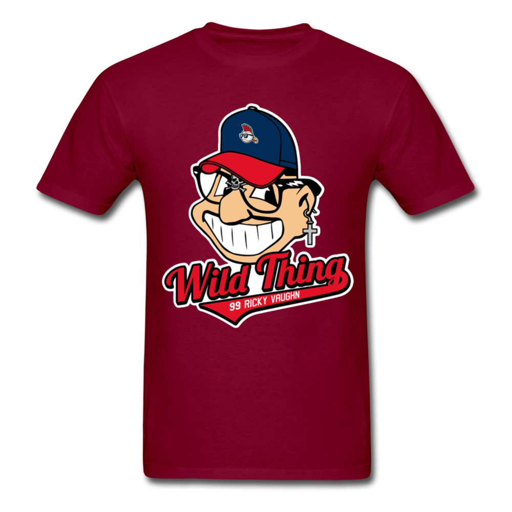 Classic Major League Graphic Tee: Wild Thing, Jobu, Indians, Cleveland - burgundy