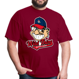 Classic Major League Graphic Tee: Wild Thing, Jobu, Indians, Cleveland - burgundy