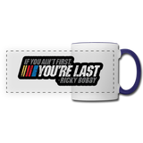 Ricky Bobby Talladega Nights "If You Ain't First, You're Last" Panoramic Mug - white/cobalt blue