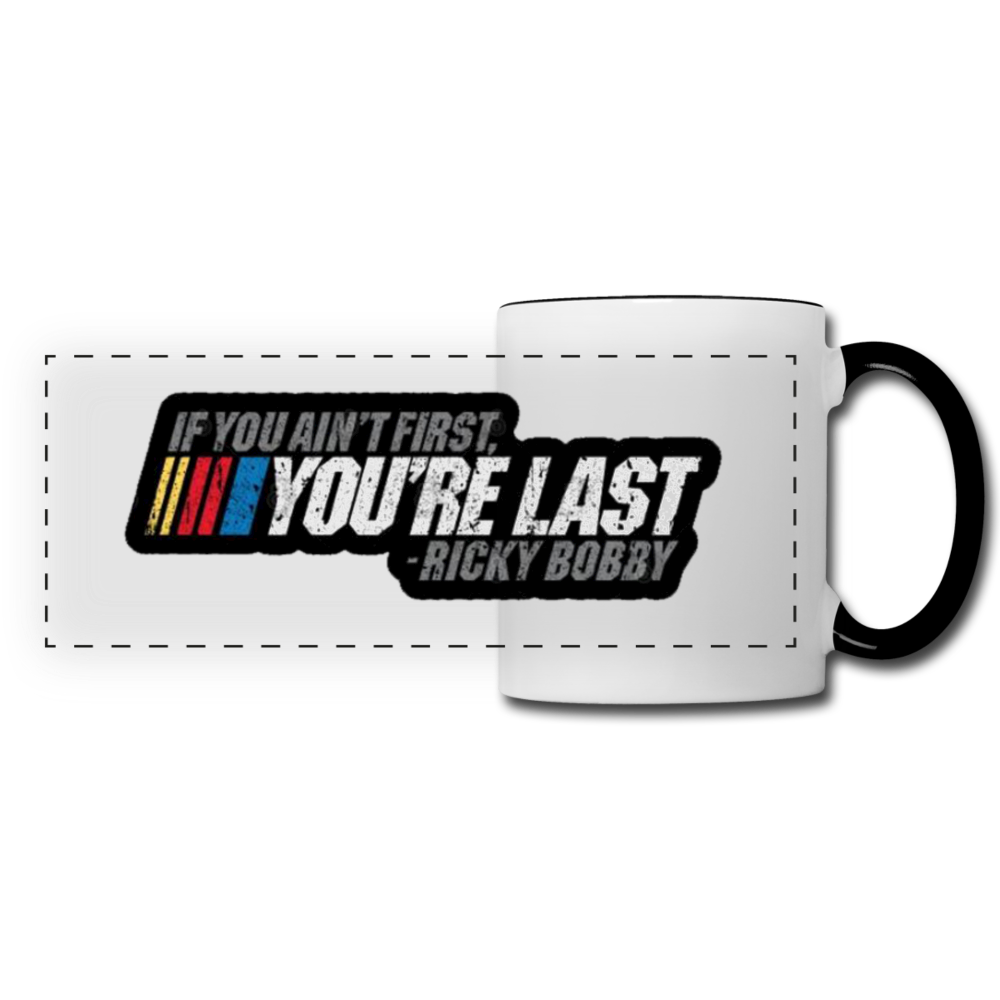 Ricky Bobby Talladega Nights "If You Ain't First, You're Last" Panoramic Mug - white/black