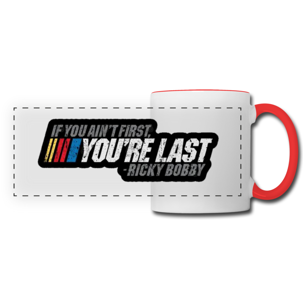 Ricky Bobby Talladega Nights "If You Ain't First, You're Last" Panoramic Mug - white/red