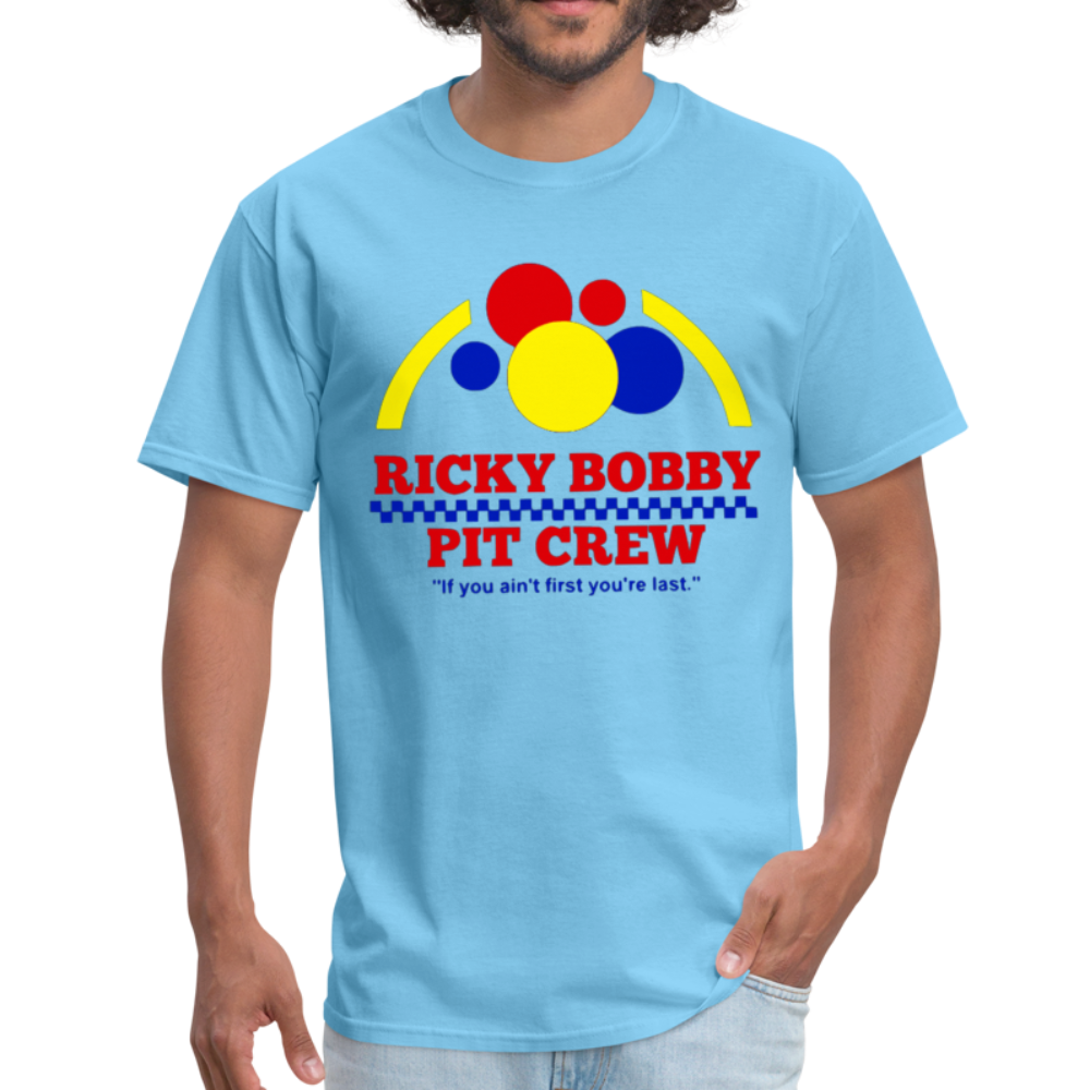 Ricky Bobby Pit Crew Graphic Tee All Sizes - aquatic blue