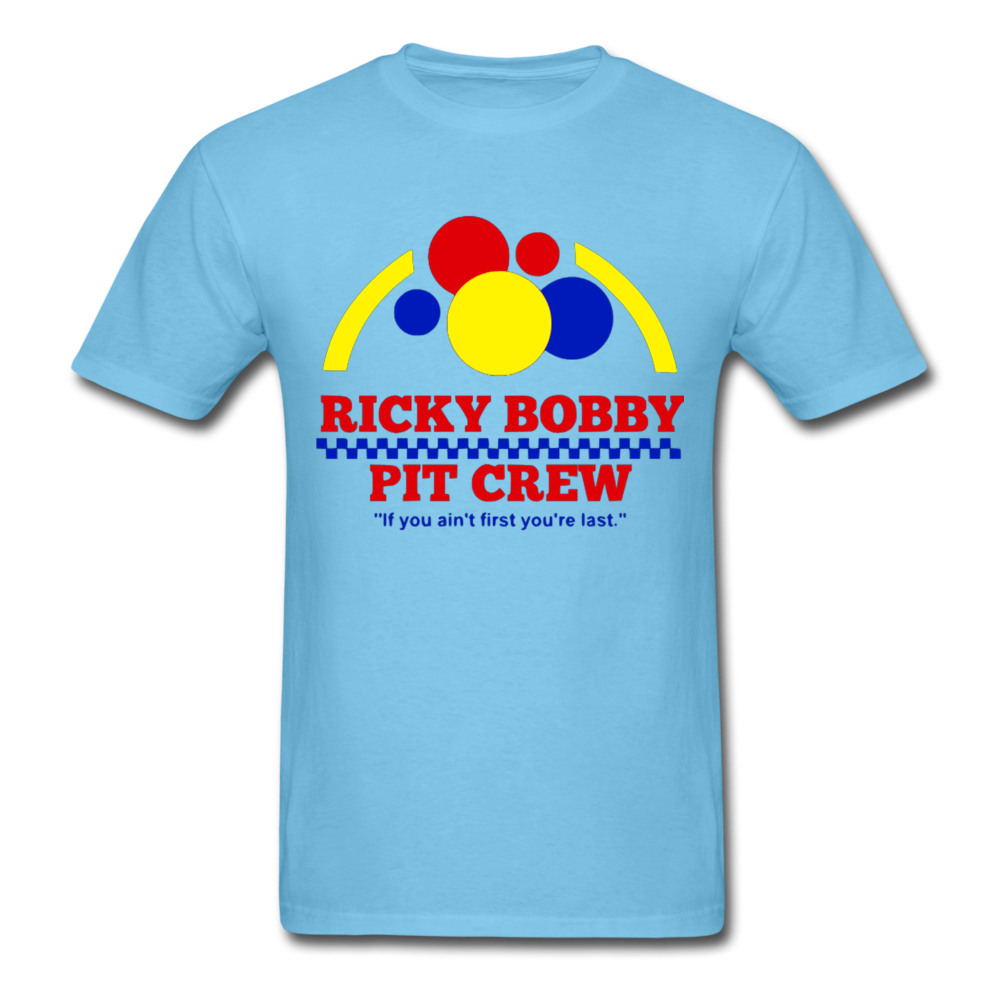 Ricky Bobby Pit Crew Graphic Tee All Sizes - aquatic blue