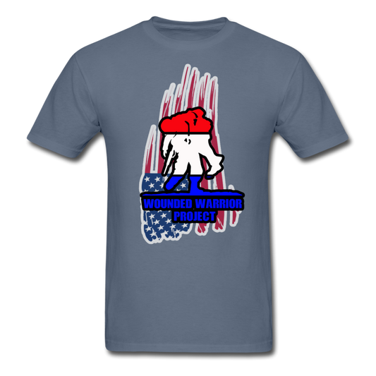 Wounded Warrior Red White and Blue Custom Graphic Tee - denim