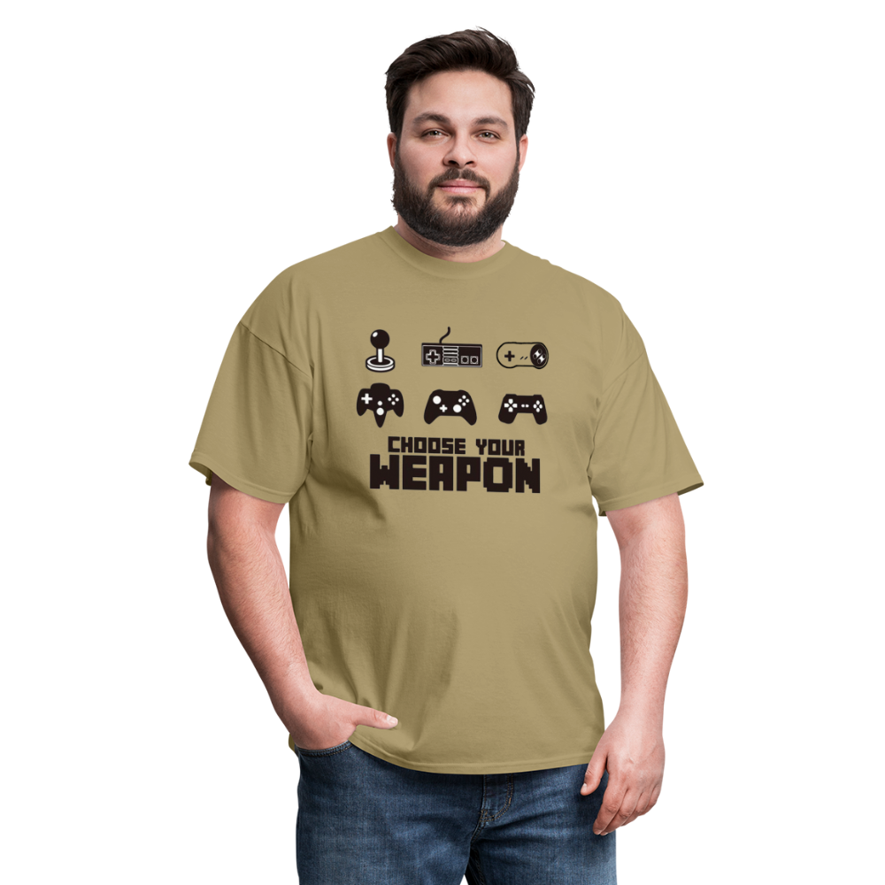 Gaming Choose Your Weapon Graphic Tee; PS4 XBox NES - khaki