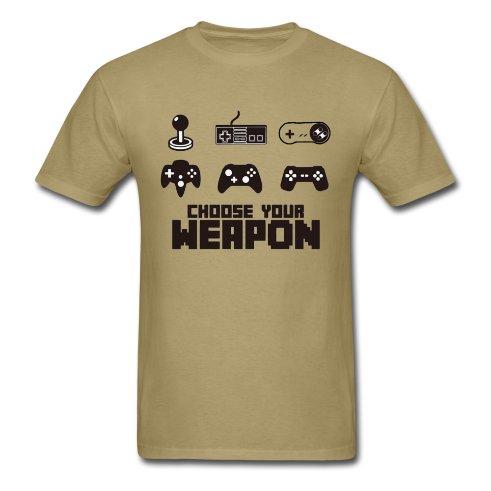 Gaming Choose Your Weapon Graphic Tee; PS4 XBox NES - khaki