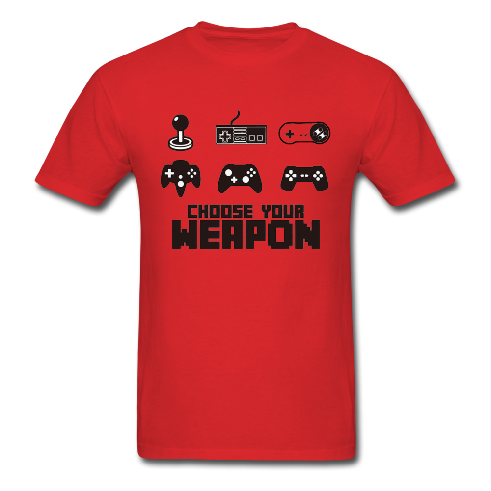 Gaming Choose Your Weapon Graphic Tee; PS4 XBox NES - red