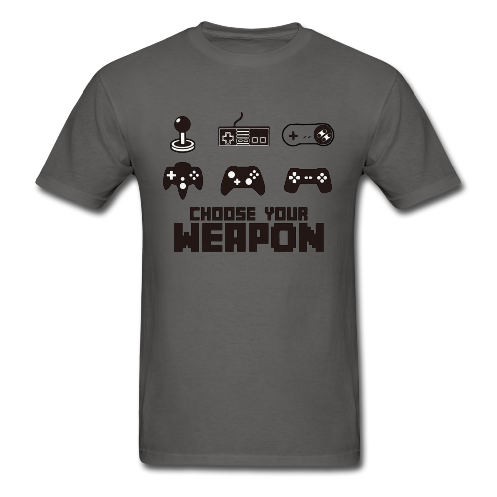 Gaming Choose Your Weapon Graphic Tee; PS4 XBox NES - charcoal