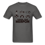 Gaming Choose Your Weapon Graphic Tee; PS4 XBox NES - charcoal