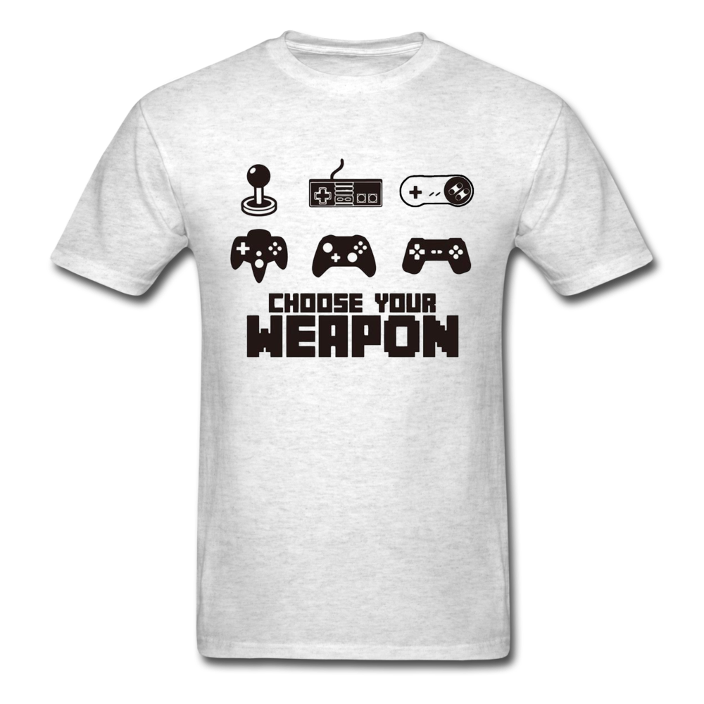 Gaming Choose Your Weapon Graphic Tee; PS4 XBox NES - light heather gray