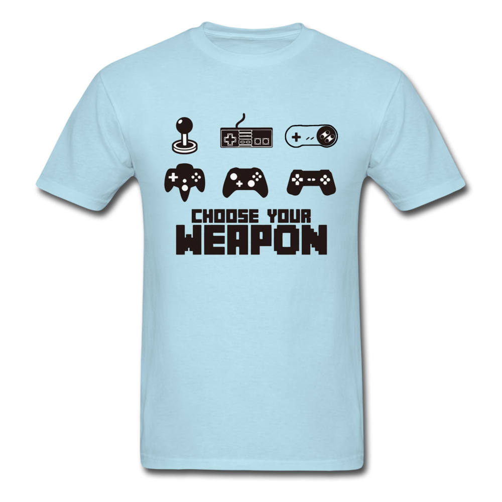 Gaming Choose Your Weapon Graphic Tee; PS4 XBox NES - powder blue