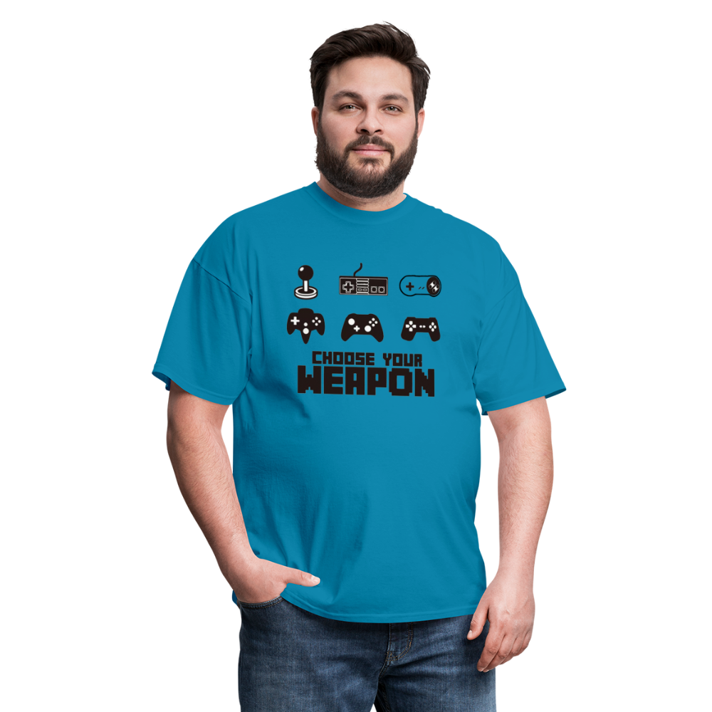 Gaming Choose Your Weapon Graphic Tee; PS4 XBox NES - turquoise