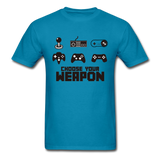 Gaming Choose Your Weapon Graphic Tee; PS4 XBox NES - turquoise