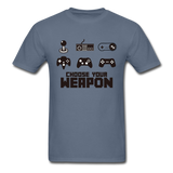 Gaming Choose Your Weapon Graphic Tee; PS4 XBox NES - denim