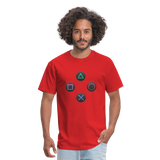 Gaming Ps4 Button Custom Graphic Tee; Xbox, Nintendo, Pc - red