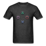 Gaming Ps4 Button Custom Graphic Tee; Xbox, Nintendo, Pc - heather black