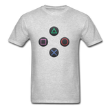 Gaming Ps4 Button Custom Graphic Tee; Xbox, Nintendo, Pc - heather gray