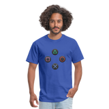 Gaming Ps4 Button Custom Graphic Tee; Xbox, Nintendo, Pc - royal blue
