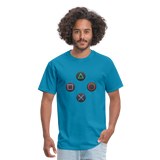 Gaming Ps4 Button Custom Graphic Tee; Xbox, Nintendo, Pc - turquoise