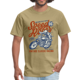 Vintage Motorcycle Racing Graphic Tee; Speed Racer, Cafe Racer - khaki