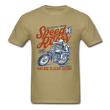 Vintage Motorcycle Racing Graphic Tee; Speed Racer, Cafe Racer - khaki