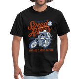 Vintage Motorcycle Racing Graphic Tee; Speed Racer, Cafe Racer - black