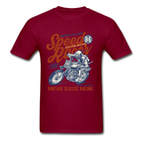 Vintage Motorcycle Racing Graphic Tee; Speed Racer, Cafe Racer - burgundy