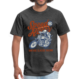 Vintage Motorcycle Racing Graphic Tee; Speed Racer, Cafe Racer - heather black