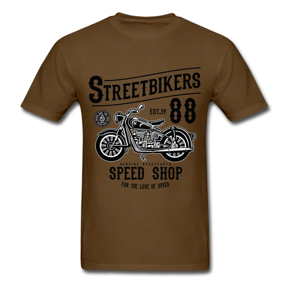 Custom Street Bikers Graphic Tee; Cafe Racer, Speed Shop - brown