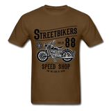 Custom Street Bikers Graphic Tee; Cafe Racer, Speed Shop - brown