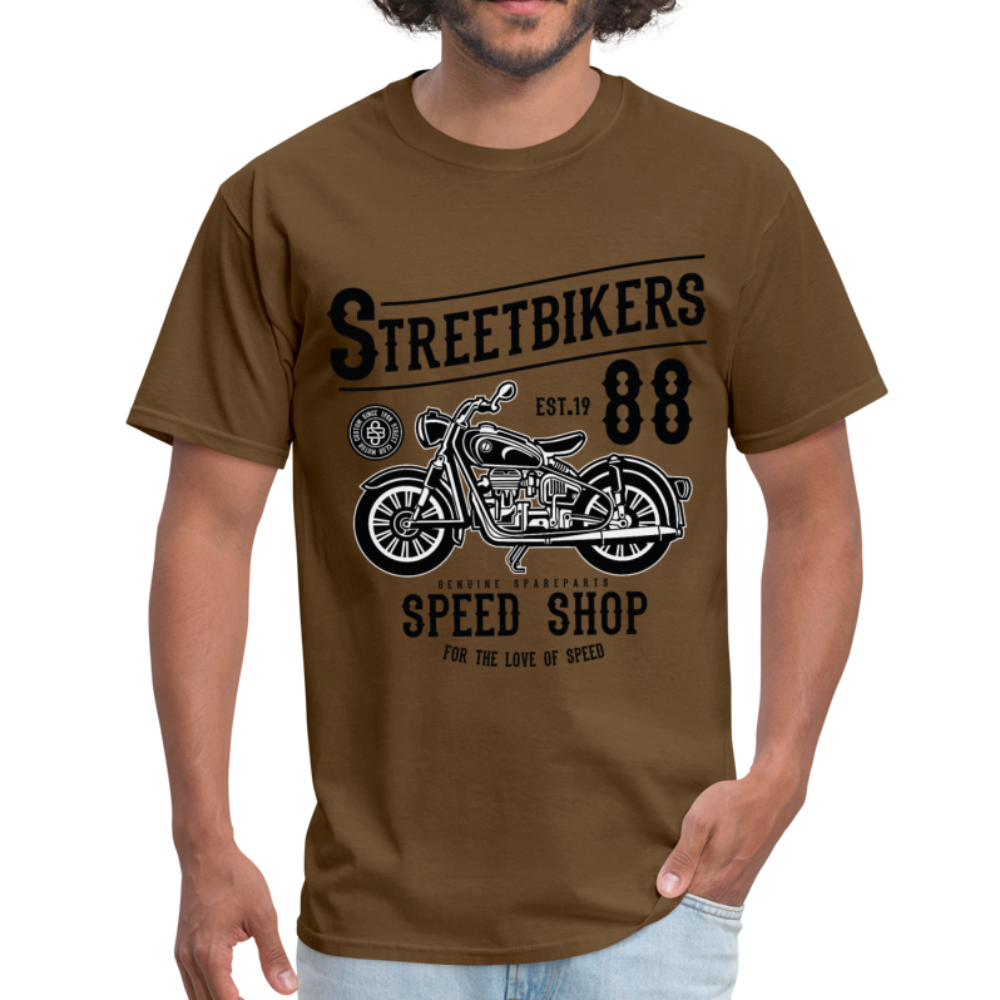 Custom Street Bikers Graphic Tee; Cafe Racer, Speed Shop - brown