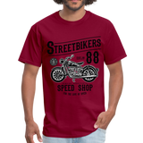 Custom Street Bikers Graphic Tee; Cafe Racer, Speed Shop - burgundy