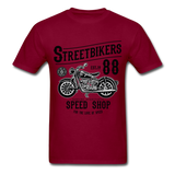 Custom Street Bikers Graphic Tee; Cafe Racer, Speed Shop - burgundy