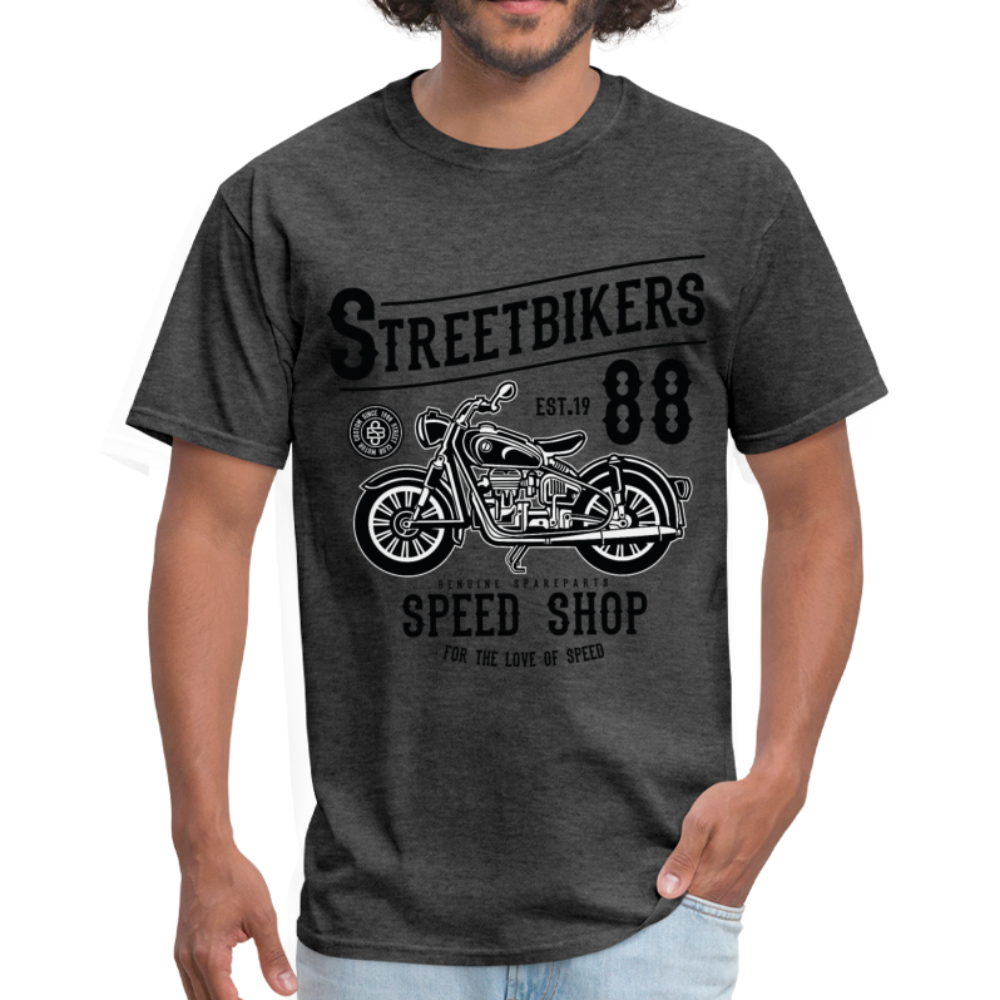 Custom Street Bikers Graphic Tee; Cafe Racer, Speed Shop - heather black