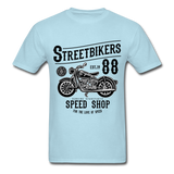 Custom Street Bikers Graphic Tee; Cafe Racer, Speed Shop - powder blue