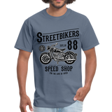 Custom Street Bikers Graphic Tee; Cafe Racer, Speed Shop - denim