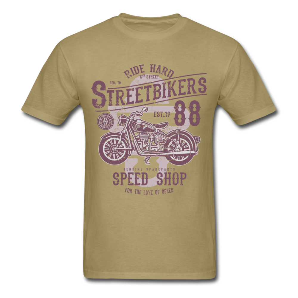 Vintage Motorcycle Street Bikers Graphic Tee - khaki