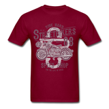 Vintage Motorcycle Street Bikers Graphic Tee - burgundy