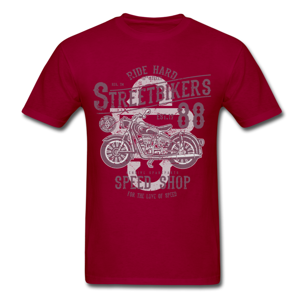 Vintage Motorcycle Street Bikers Graphic Tee - dark red