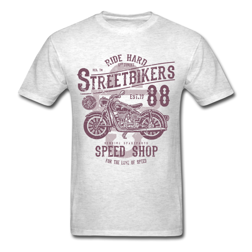 Vintage Motorcycle Street Bikers Graphic Tee - light heather gray