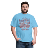 Vintage Motorcycle Street Bikers Graphic Tee - aquatic blue