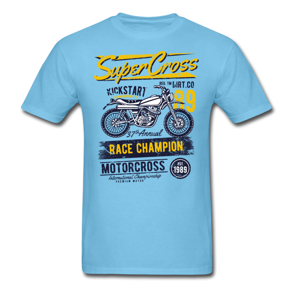 Vintage MX Super Cross Racing Graphic Tee - aquatic blue