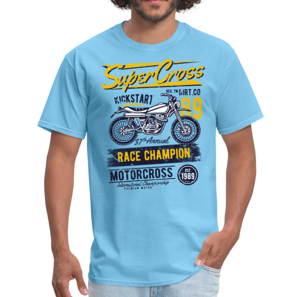 Vintage MX Super Cross Racing Graphic Tee - aquatic blue